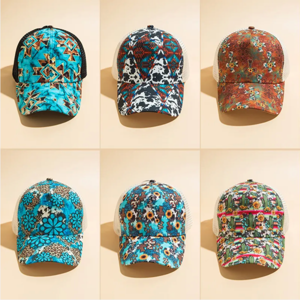 Wholesale Cotton Polyester Cross Ponytail Baseball Hats