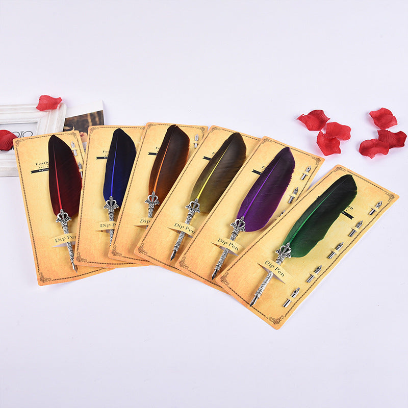 Wholesale Vintage Turkey Feather Dip Pen Teacher's Day Gift