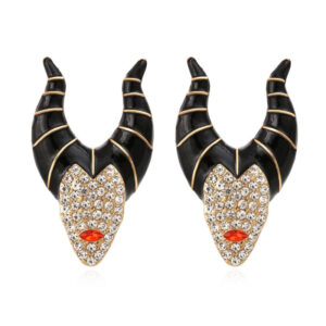 68cadc325bf7445cb288f7c803ab79f0 Wholesale Halloween Horn Witch Alloy Diamond Oil Dripping Earrings
