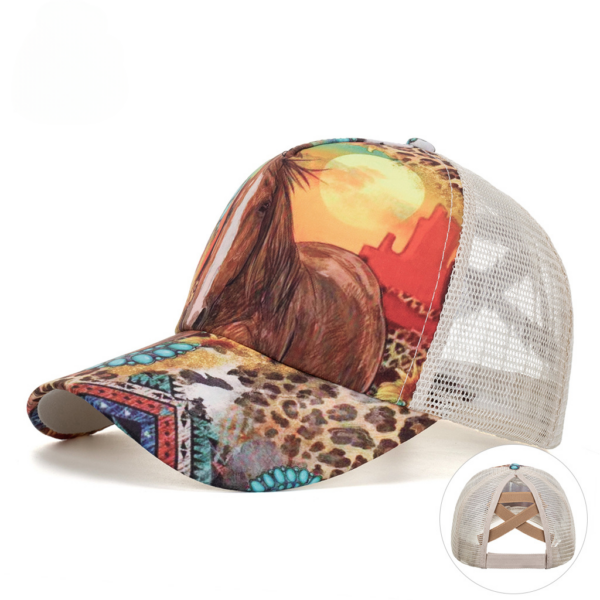 6a96ba74724c1f1268fd6db42056b196 Wholesale Polyester Horse Print Baseball Cap