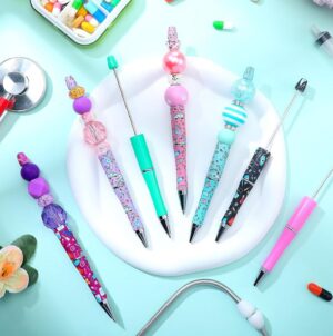 Wholesale Beadable Pen International Nurses Day Printed Plastic Pen DIY for Beaded
