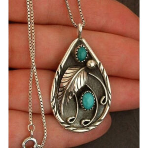 6f1f307f9302045f05754b1e57732d82 Wholesale Inlaid Turquoise Retro Dyed Black Feather Alloy Pendants