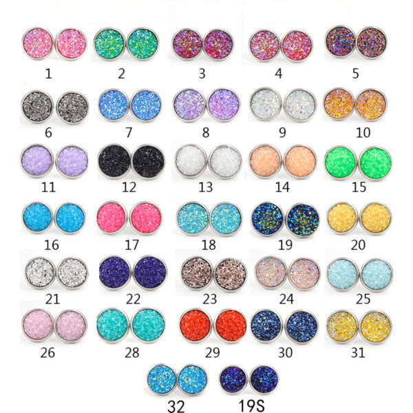 Wholesale Titanium Steel Resin Cluster Colorful Diamond Gypsophila Star Stud Earrings