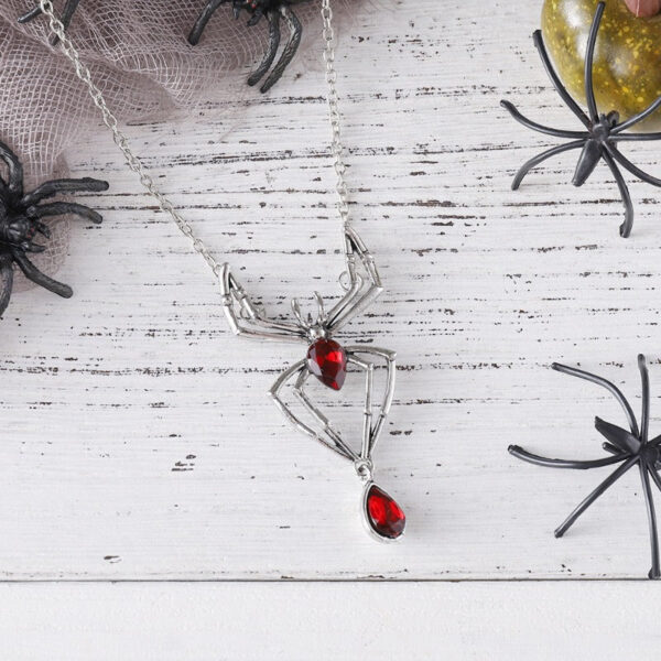 Wholesale Vintage Ruby Spider Dark Gothic Style Exaggerated Personality Necklaces