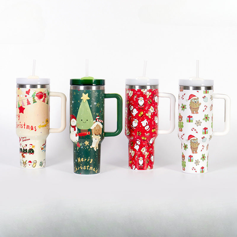 Wholesale Tumbler 40oz Stainless Steel Christmas Car rtable Straw Thermos C Ice Bullies C