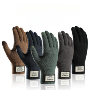 Wholesale Men's Velvet Thickened Jacquard Touch Screen Woolen Gloves