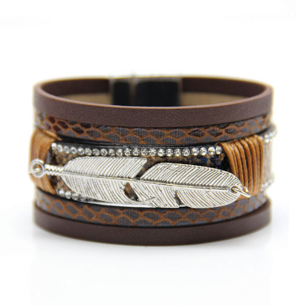 7323801677_745325296-1 Wholesale Feather Leather Woven Multi-layer Bracelets