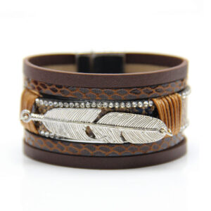 7323801677_745325296 Wholesale Feather Leather Woven Multi-layer Bracelets