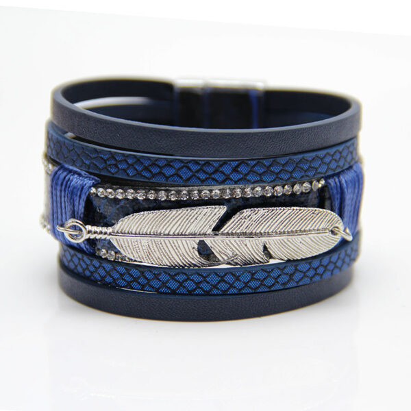 7343201961_745325296 Wholesale Feather Leather Woven Multi-layer Bracelets
