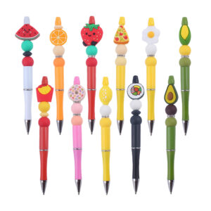 Wholesale Cartoon Fruit Silicone Color Plastic Beadable Pens