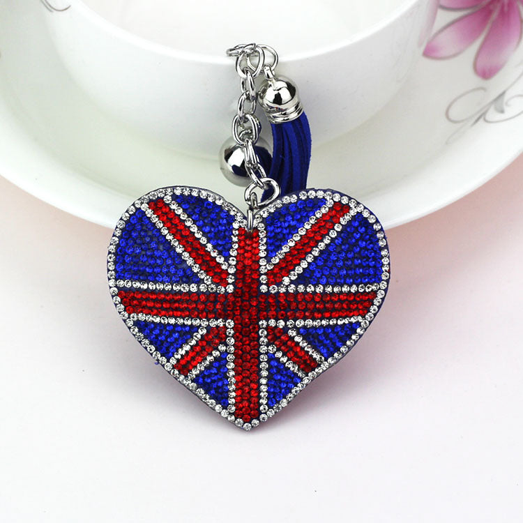Wholesale Veet Inlaid Diamond Heart Keychains