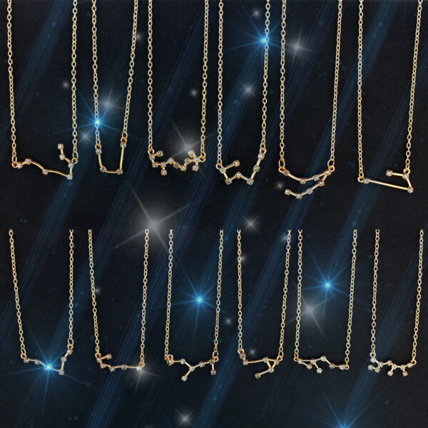 7432983425_2130544268 Wholesale Zircon Twelve Constellations Guardian Necklace Collarbone Chain