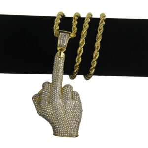 Large middle finger 7.2*4.4cm (gold)-twist chain 76cm