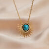 74e97b383fb68c34a0ef59086bfb8f7e Wholesale Titanium Steel Sunflower Turquoise Pendant Necklace