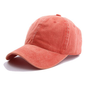 Washed Baseball Cap-Orange / Adjustable
