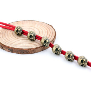 DIY bronze skull velvet rope red tie rope
