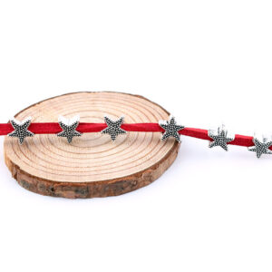 DIY Ancient Silver Starfish Cord Red Tie Rope