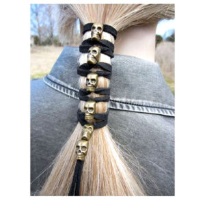 DIY bronze skull velvet rope black tie rope