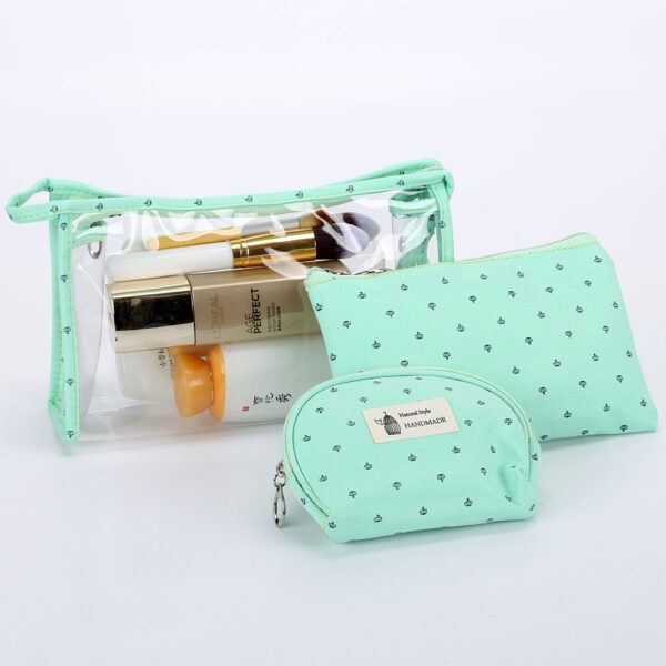 Wholesale Transparent Three Piece Makeup Bag Travel Cotton Storage Bag