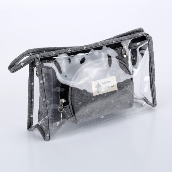 Wholesale Transparent Three Piece Makeup Bag Travel Cotton Storage Bag