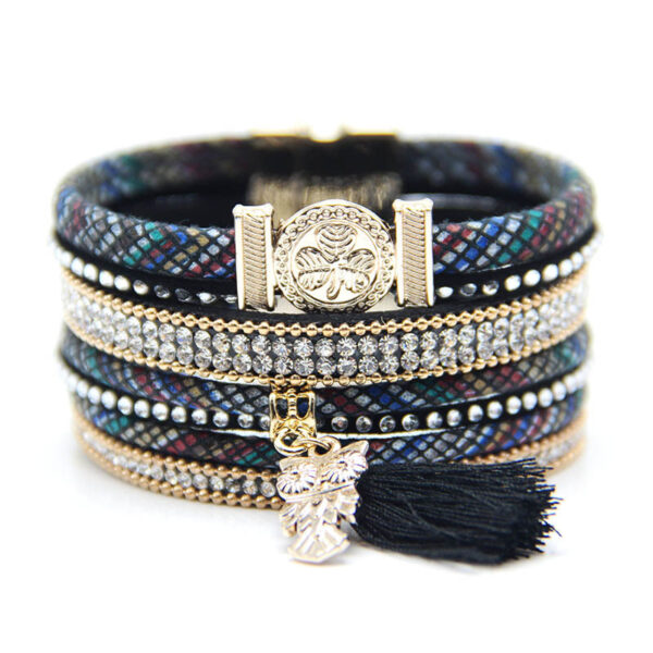 7566112354_745325296 Wholesale Bohemian Owl Leather Bracelet