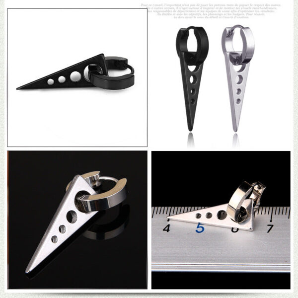 7570897380_717907535 Wholesale Titanium Punk Triangle Earrings