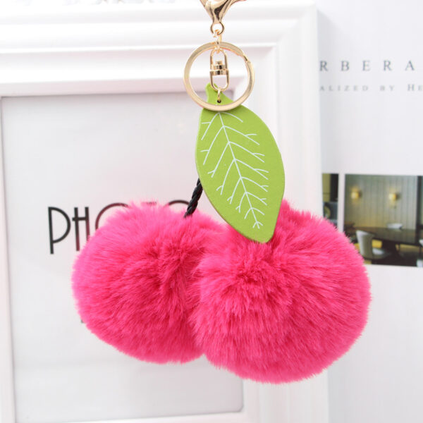 Wholesale Cherry Fur Balls Keychains