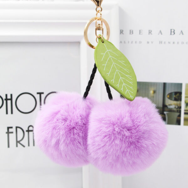 Wholesale Cherry Fur Balls Keychains