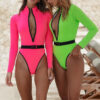 Wholesale One Piece Fluorescent Solid Color Swimwear