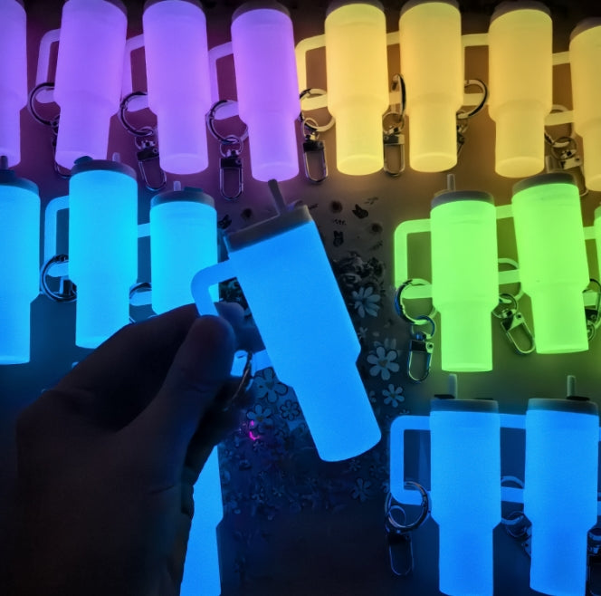Wholesale Luminous Glow in The Dark Mini C Keychain Pendant Can Hold Lipstick Backpack Hanging Can Put Mini Wraps On