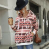 Wholesale Autumn and Winter Women's Aztec Hooded Half-Zip Pullover Sweatshirt