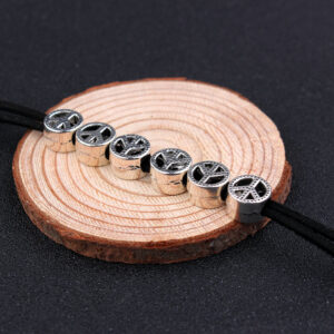 DIY Ancient Silver Peace Logo Black Rope