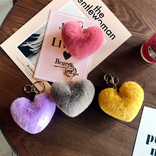 Wholesale Plush Peach Heart Imitation Otter Rabbit Hair Keychains
