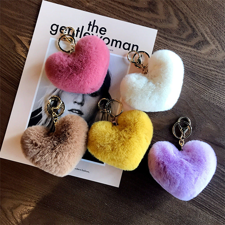 Wholesale Plush Peach Heart Imitation Otter Rabbit Hair Keychains