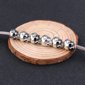 DIY Ancient Silver Skull Fleece Rope Grey Tie Rope