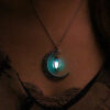 Wholesale Alloy Hollow Moon Heart Birdcage Luminous Beads Pendant Necklace