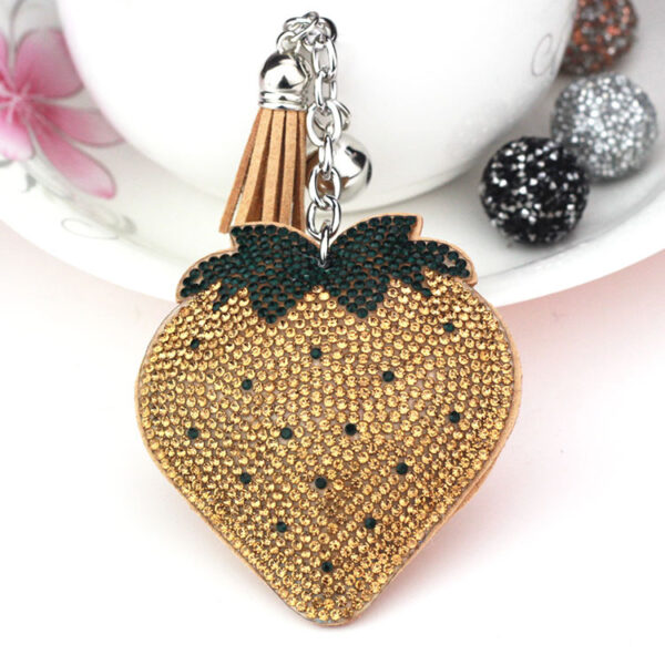 7999379254_418350124-1 Wholesale Velvet Tassel Strawberry Hot Diamond Keychain