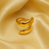 Wholesale Stainless Steel 18k Gold Double Layer Open Ring Titanium Steel Design Sense of Life
