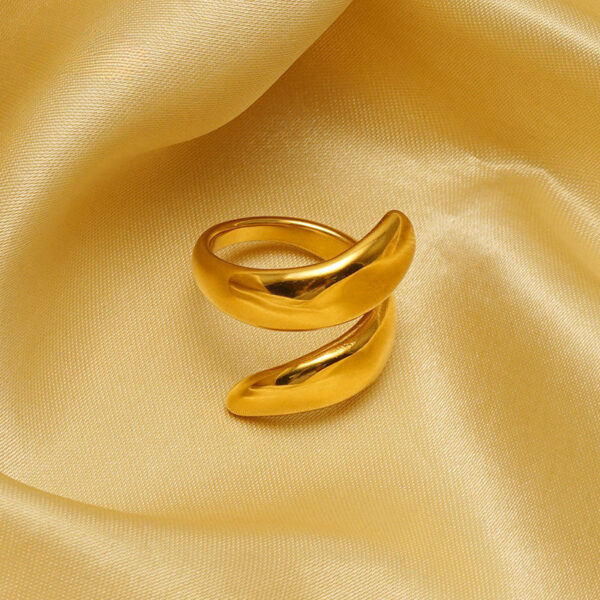 Wholesale Stainless Steel 18k Gold Double Layer Open Ring Titanium Steel Design Sense of Life