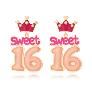 Wholesale Cartoon Enamel Crown Birthday Zinc Alloy Earrings