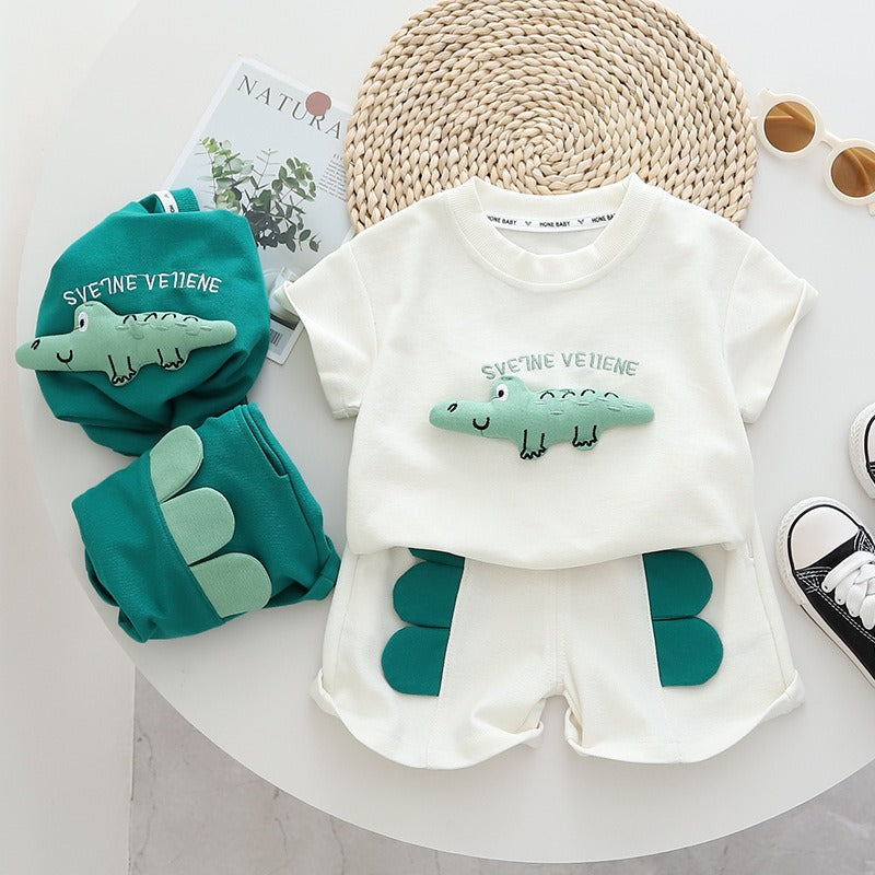 Wholesale Baby Cotton Three-dimensional Printed Casual Shorts Set
