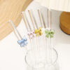 Wholesale Colorful Bow Transparent Borosilicate Glass Straws