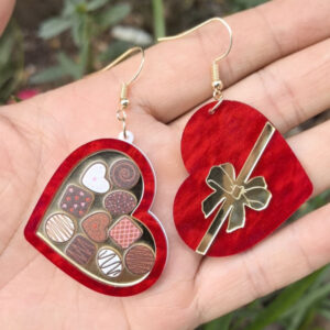 Wholesale Valentine's Day Love Heart Rocket Gift Box Ice Cream Burgundy Retro High-end Earrings