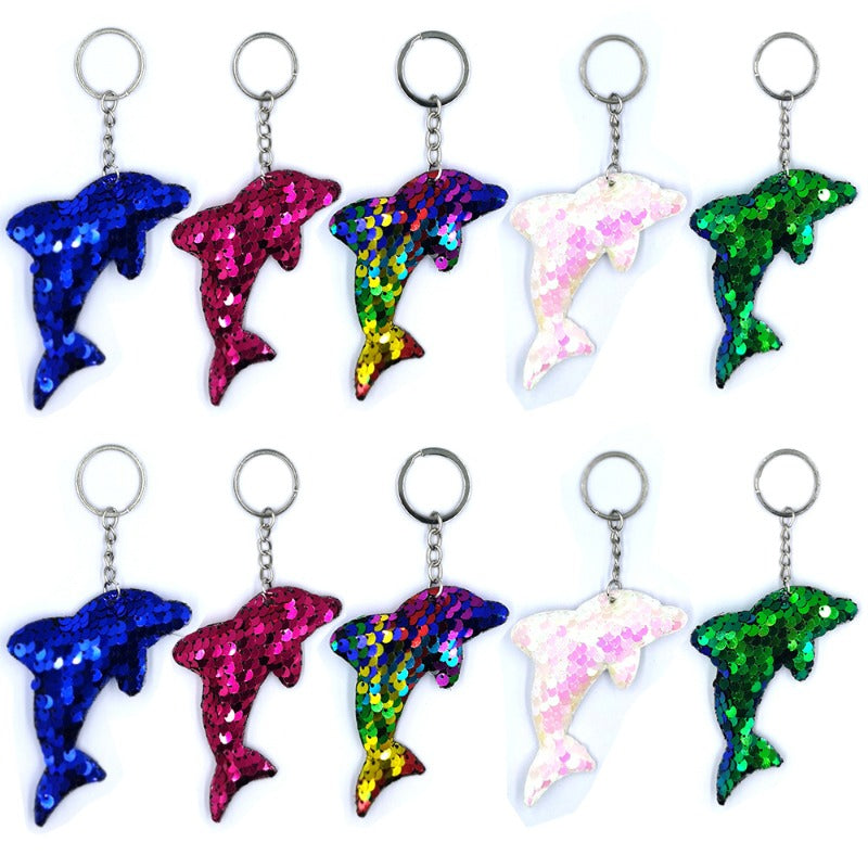 Wholesale Reflective Bright Face Dolphin Bag Keychains