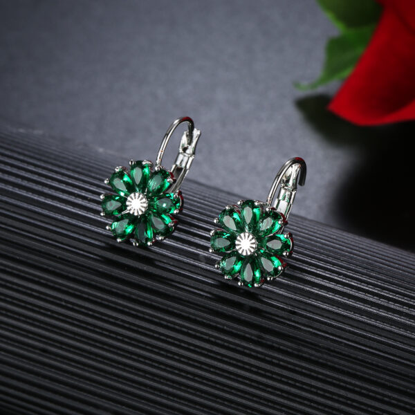 Wholesale Flower Colored Zircon Earrings