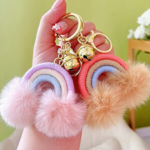 812a20ba8438b486cd64c45abf931283-1 Wholesale Rainbow Wool Ball Cotton Rope Key Chain