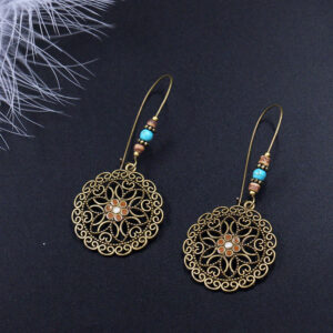 8241776272_249151507 Wholesale Round Hollow Flowers Alloy Earrings