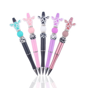 Wholesale Cartoon Cow Head Cow Pattern Silicone Bead Pen