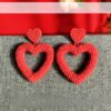 84550af6314d6e1a51ba50d14e9739b2 Wholesale Valentine's Day Handwoven Heart Shape Rice Beads Red Earrings