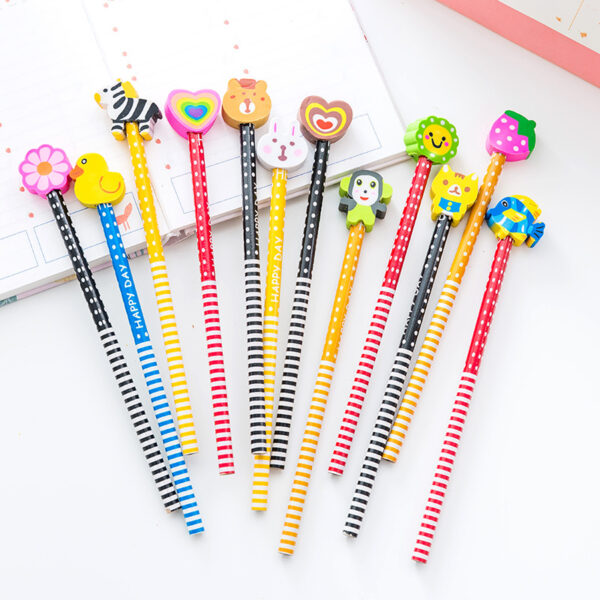 Wholesale Cute Cartoon Animal Eraser Wooden Pencil